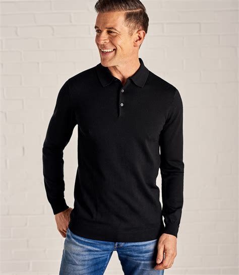 Black wool polo shirt 